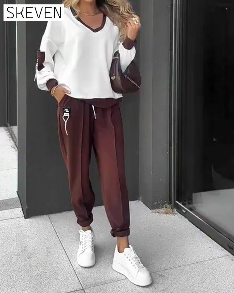 Sweatshirt- und Jogginghosen-Set im Color-Block-Stil