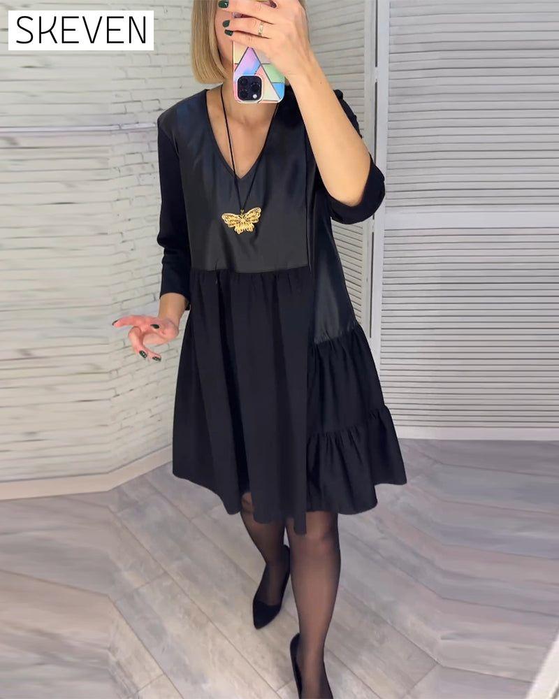 Patchwork V-neck Dress