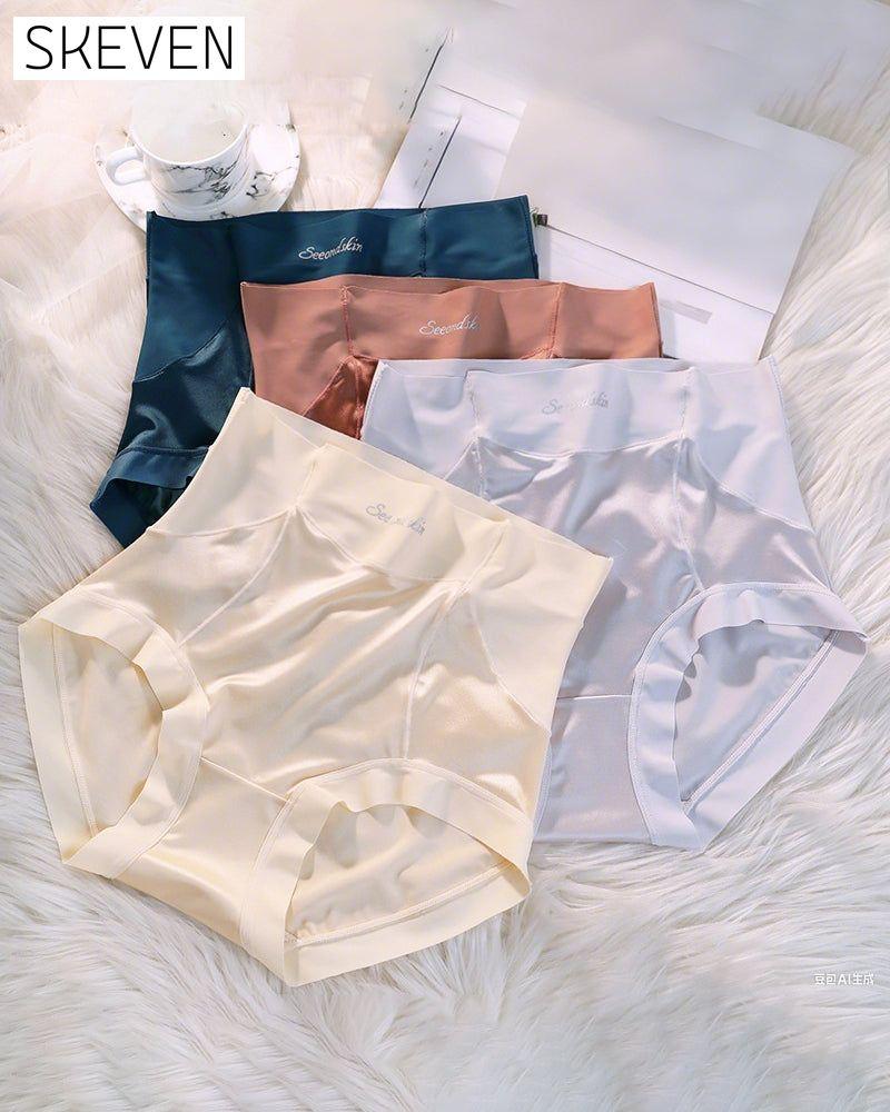 Women's High Waist Ice Silk Satin Seamless Sexy Hip Lift Tummy Control Panties