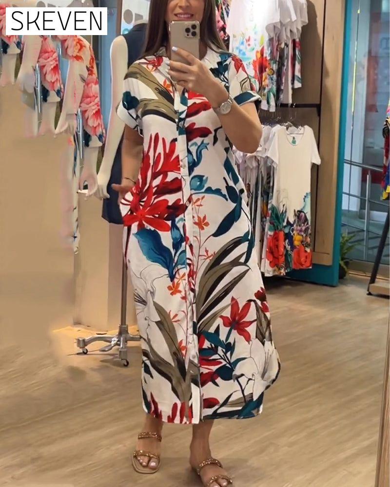 Kurzärmeliges bedrucktes Kleid