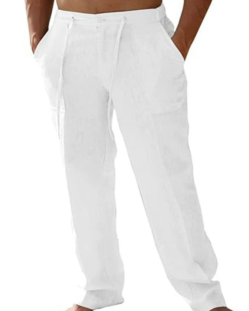 Solid Color Pocket Drawstring Beach Pant