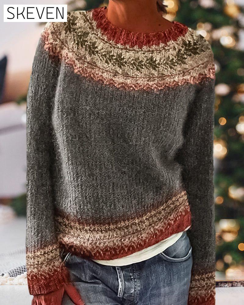 Colorblocked Round Neck Sweater 2023 f/w 23BF clothes Sweaters sweaters & cardigans Tops/Blouses