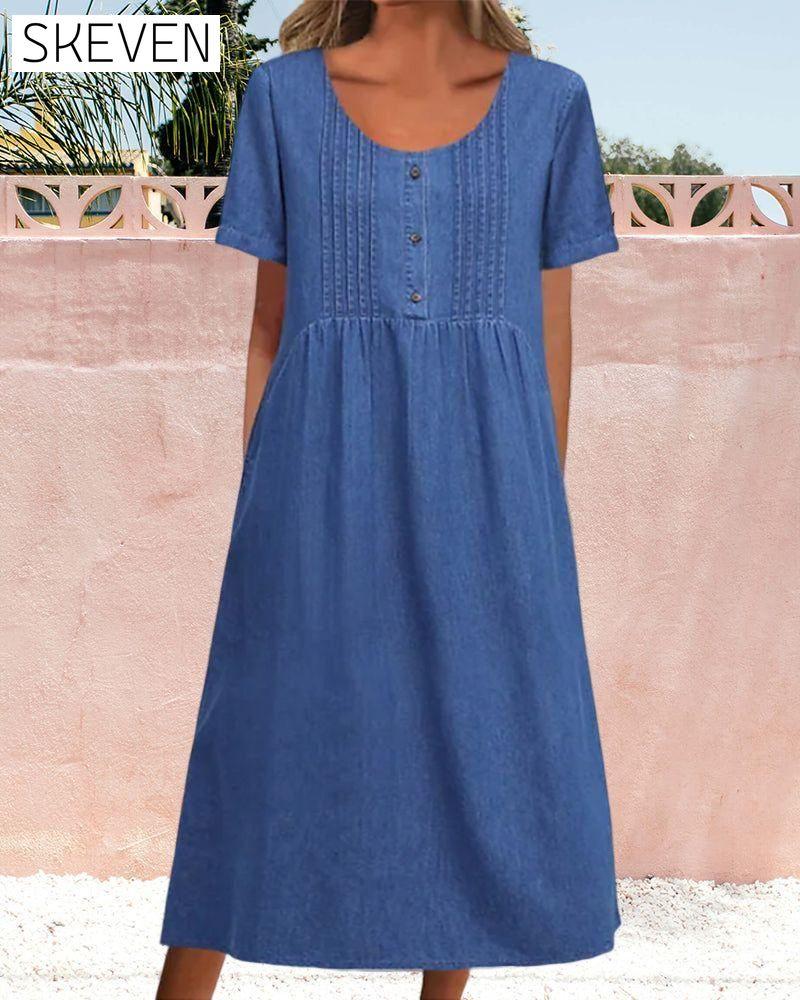 Denim short sleeve dress 23BF Casual Dresses Clothes Dresses