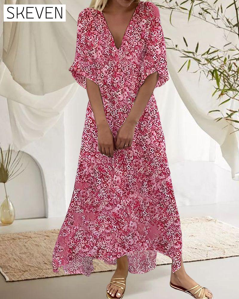 Maxikleid mit kurzen Ärmeln und Blumenmuster