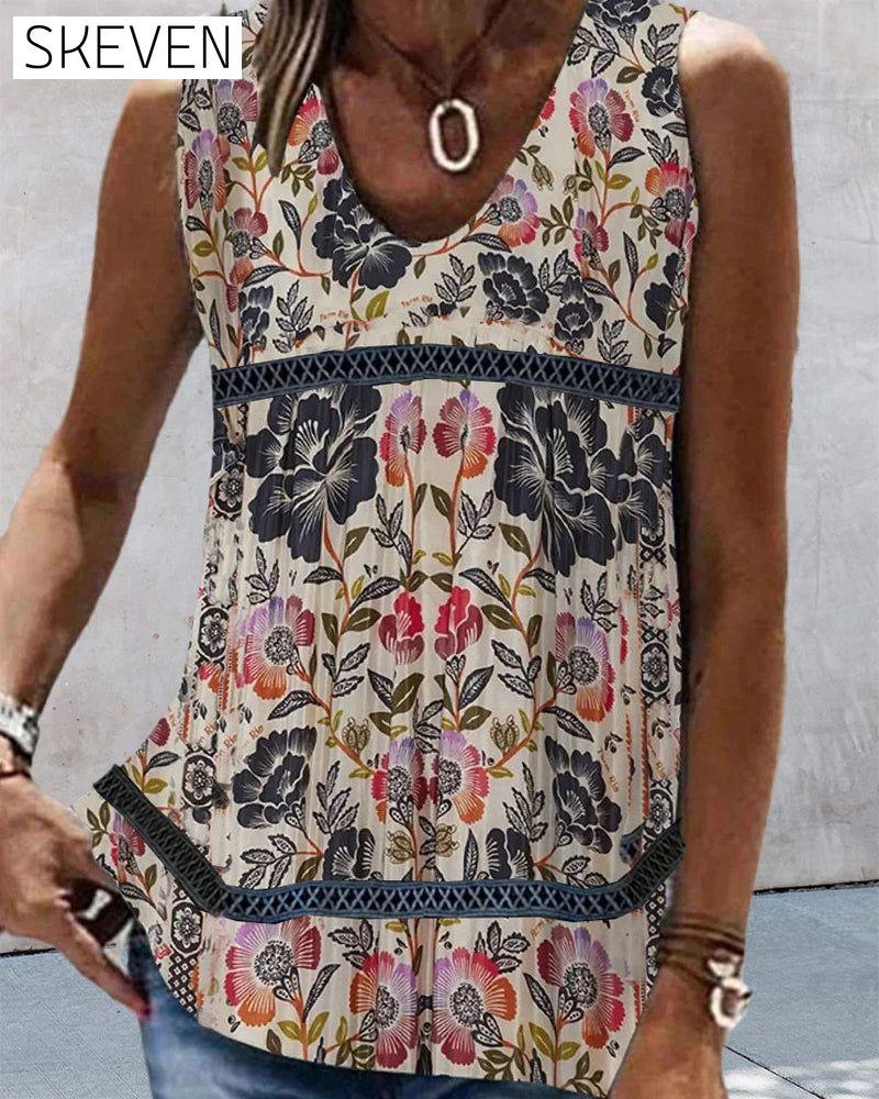 Floral and Paisley Print Tank Top