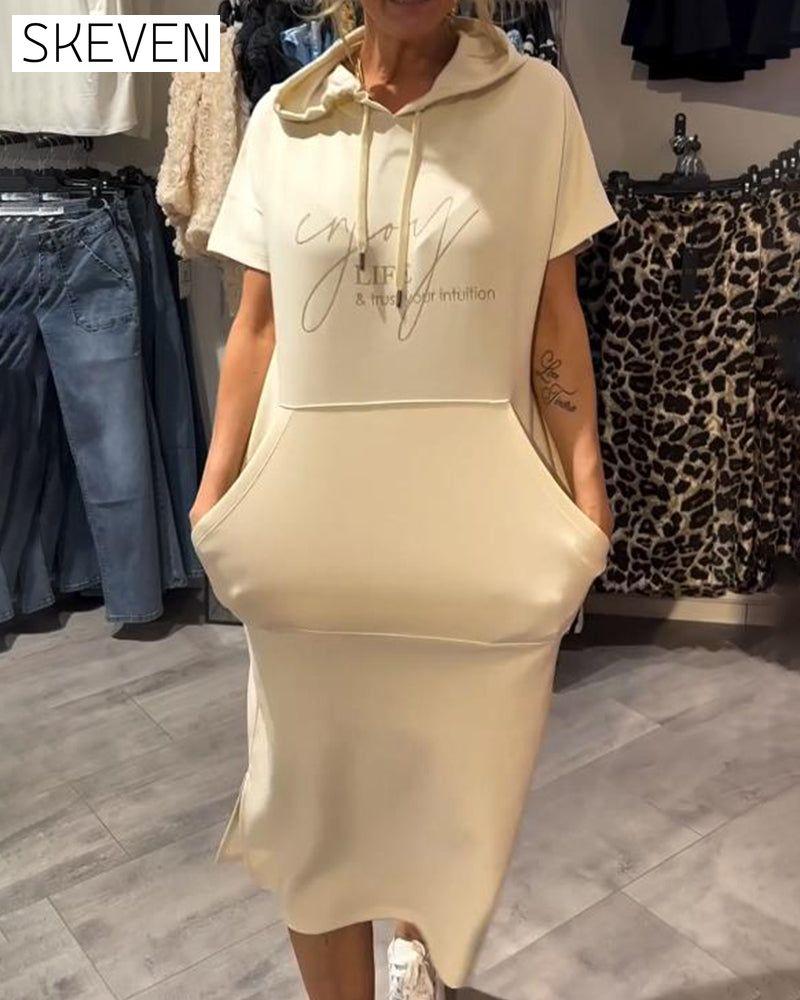 Hooded Casual Drawstring Dress