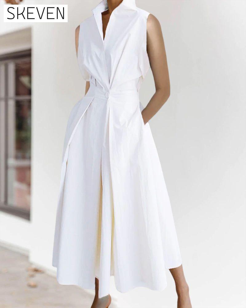 Ärmelloses Kleid mit Stehkragen