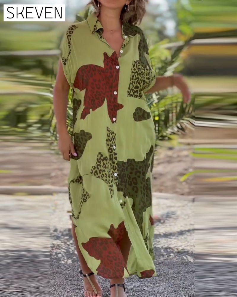Short Sleeve Leopard Print Dress 23BF Casual Dresses Clothes Dresses Summer
