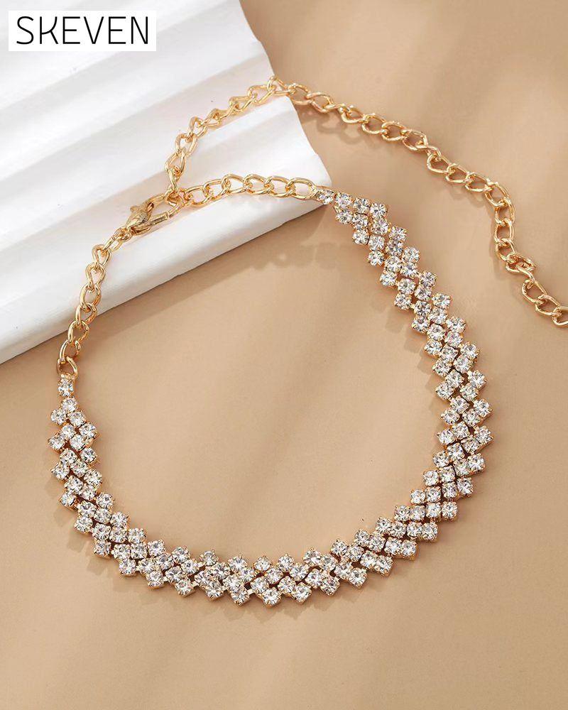 Unregelmäßiger Strass-Fußkettchen in Rautenform