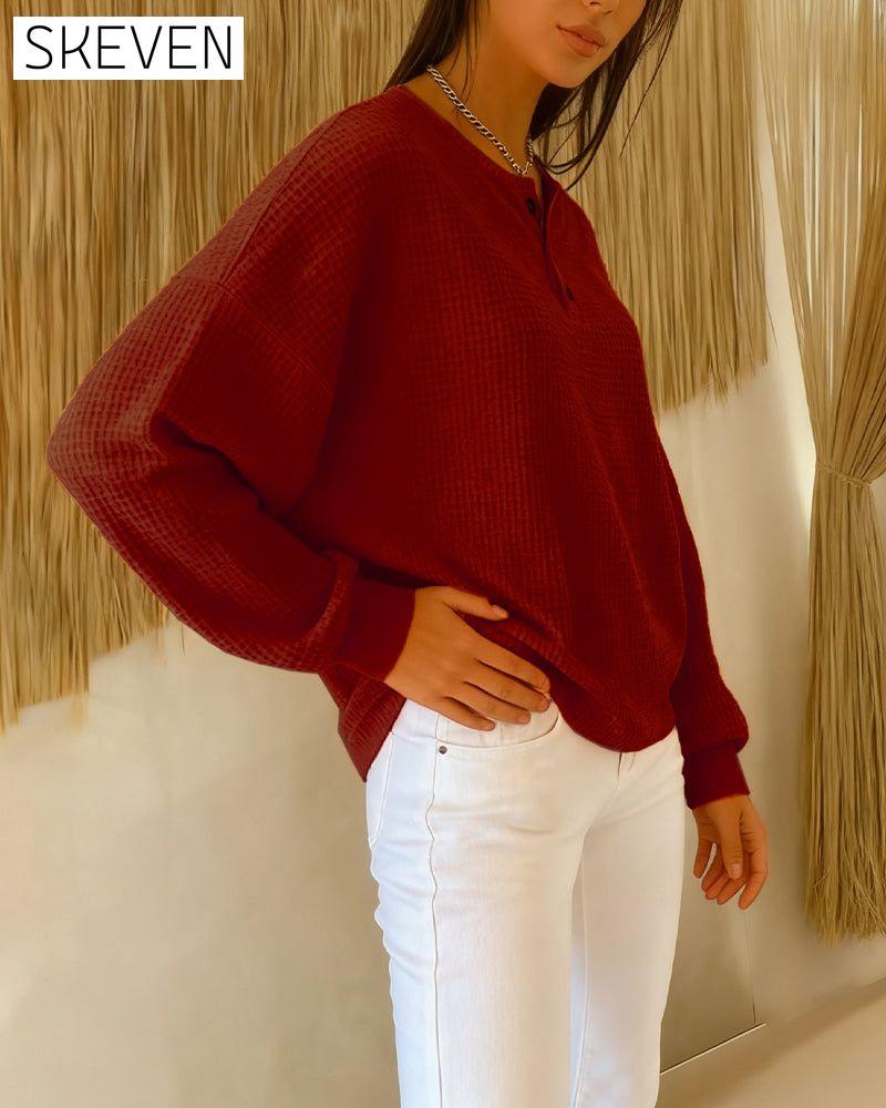 Fashionable Casual Solid Color Long-Sleeved Sweatshirt