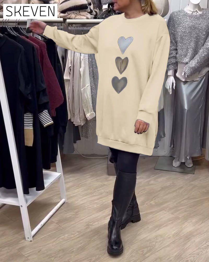 Casual Heart Pattern Shift Dress