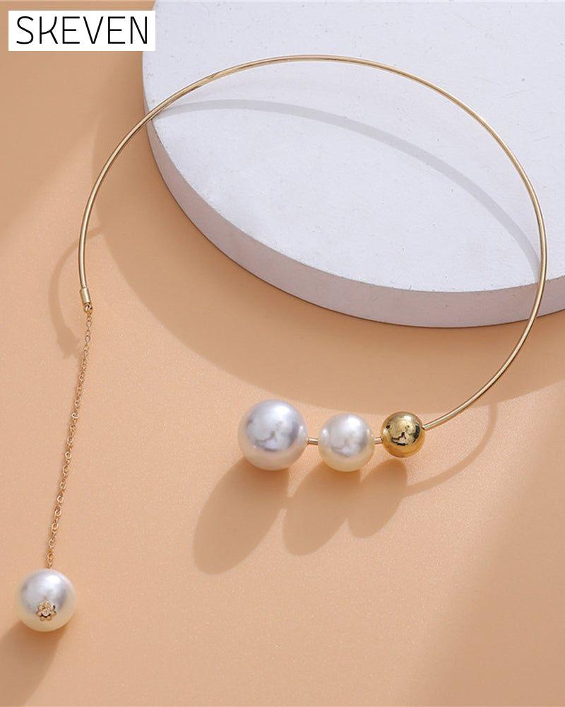 Faux pearl women's clavicle necklace