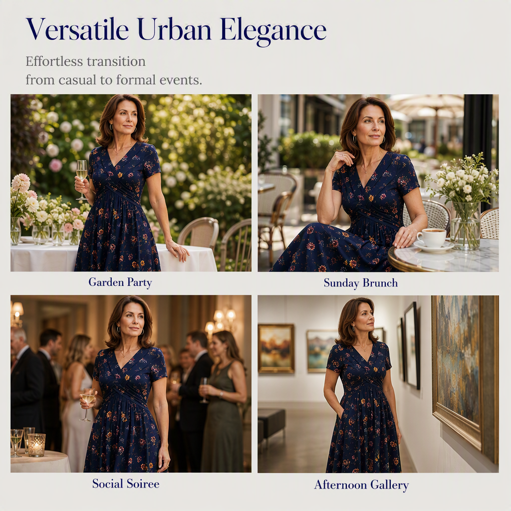 👗Women's V-Neck Floral Print Dress with Twist Waist