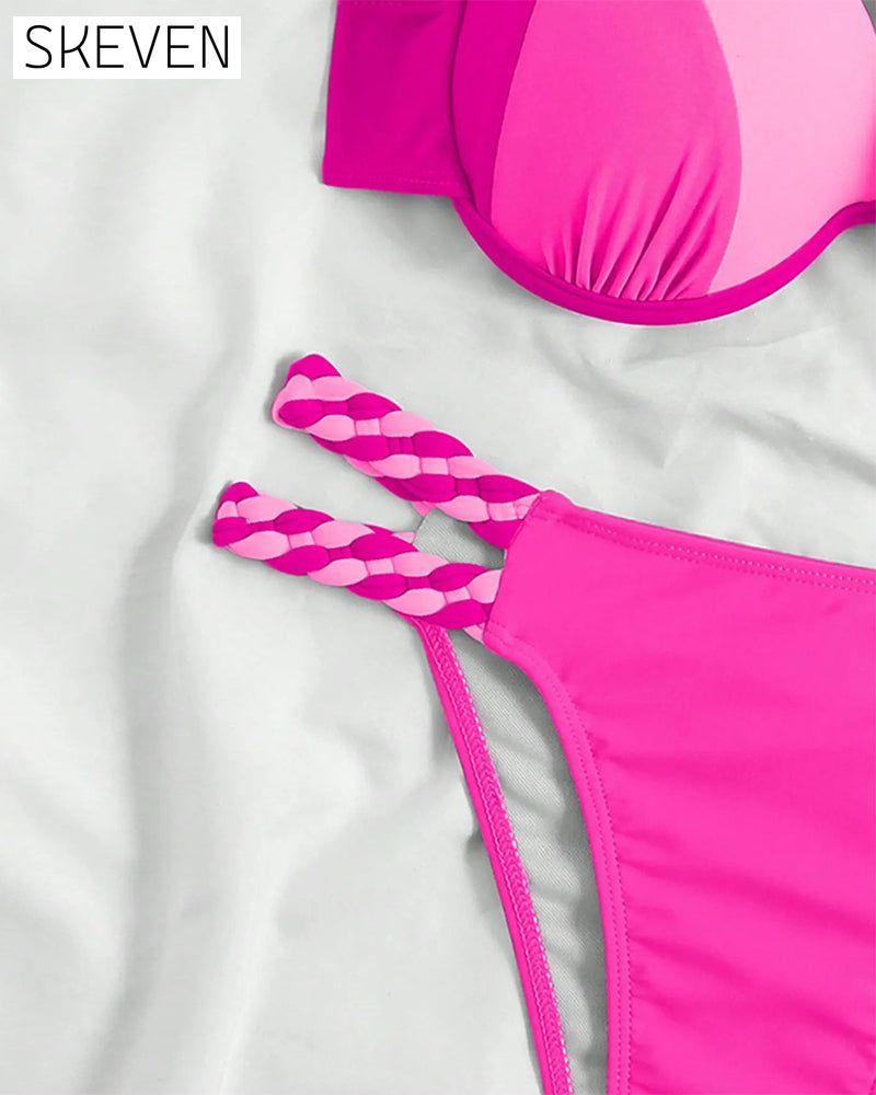 Ensemble bikini dos nu colorblock