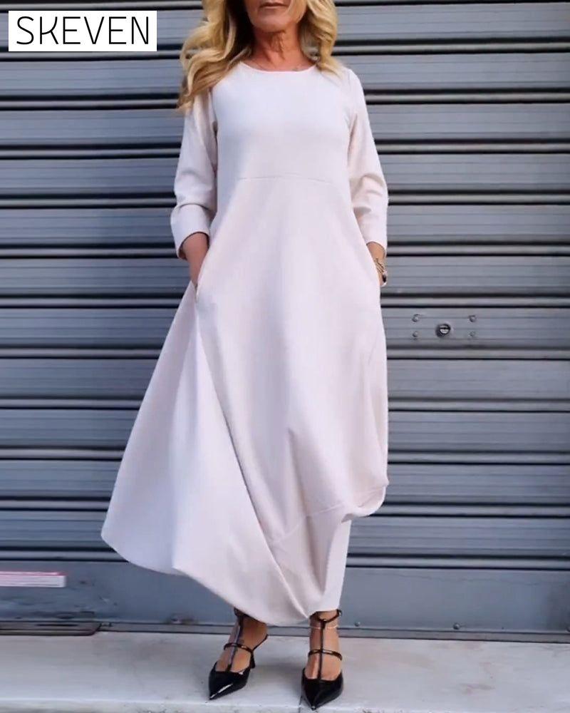 Simple solid color pocket dress 2023 f/w 23BF casual dresses Clothes Dresses spring