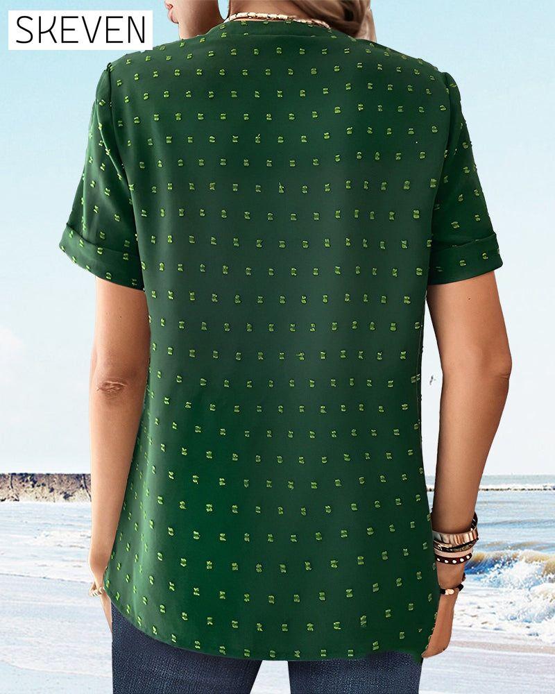 T-Shirt mit V-Ausschnitt und Knopfleiste