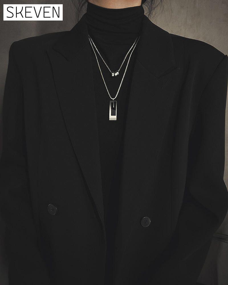 Double long necklace in titanium steel