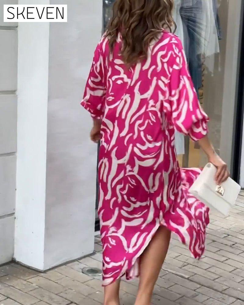 Lapel fashion dress in print 23BF Casual Dresses Clothes Dresses SALE Spring Summer