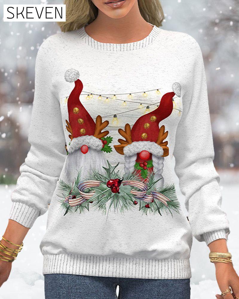 Pull de Noël à imprimé flocons de neige et manches raglan