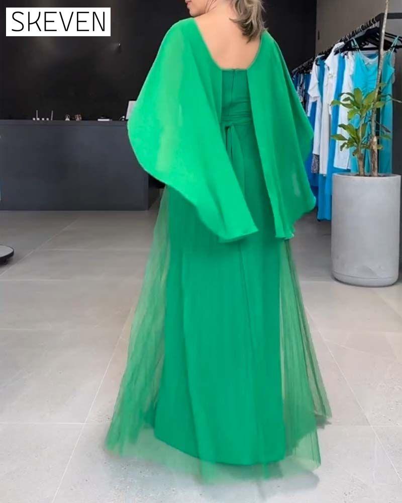 Maxikleid mit Rundhalsausschnitt und A-Linien-Form