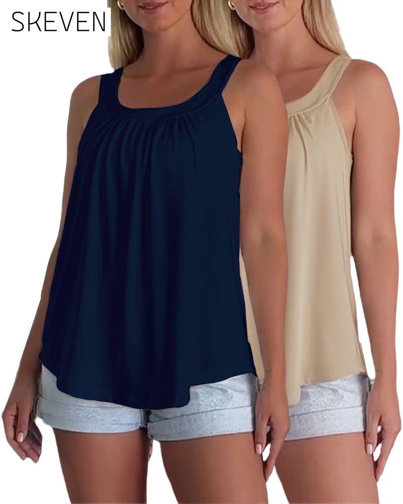 Set aus trägerlosem, plissiertem, einfarbigem Tanktop
