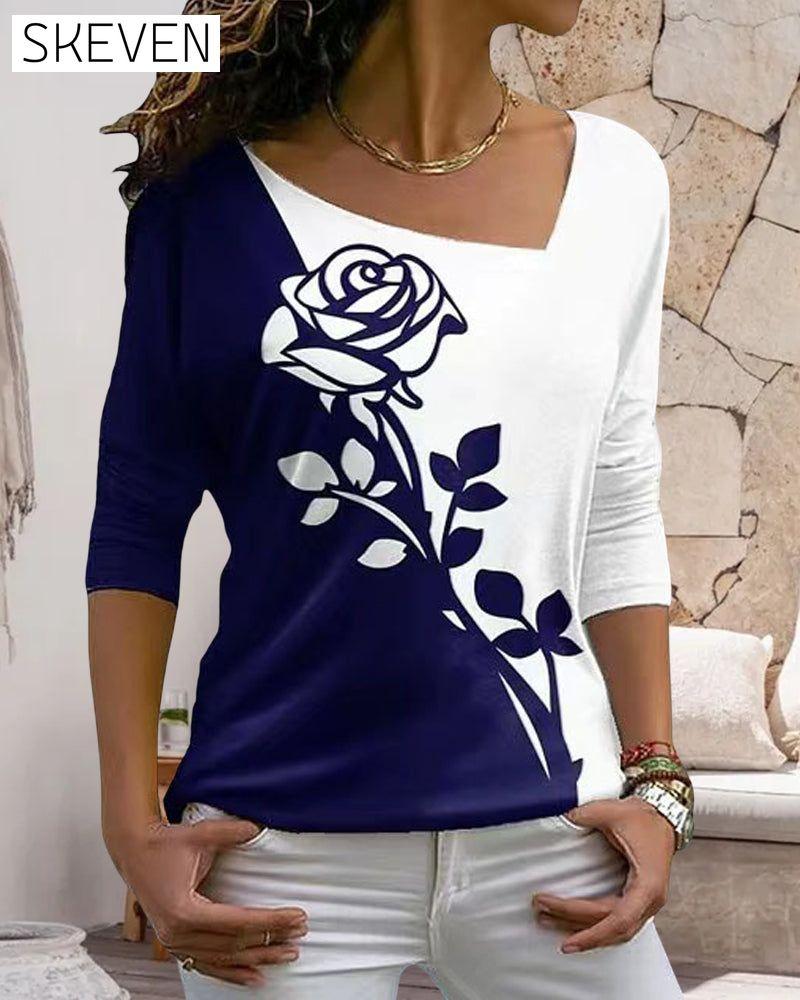 Langarmshirt mit Rosenmuster