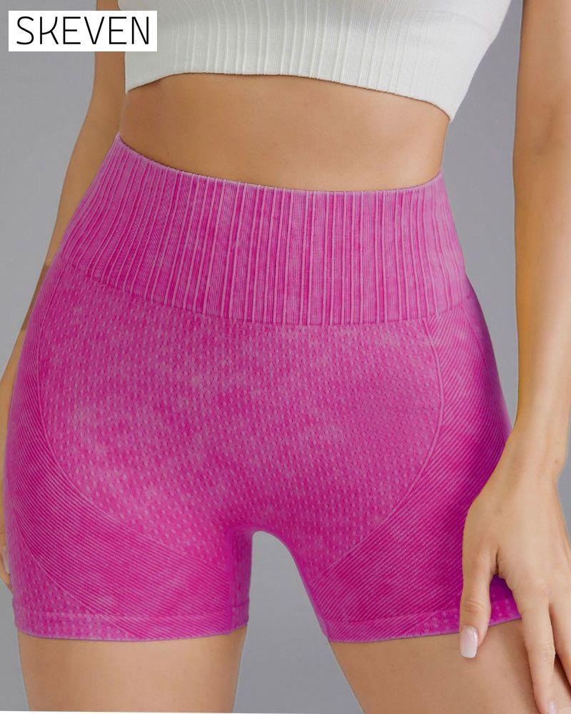 Simple solid color high waist hip shorts
