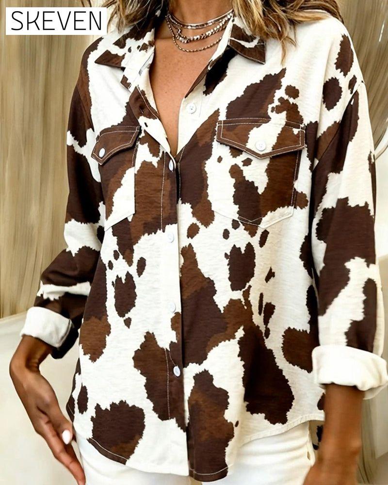 Chemise à revers à imprimé animal