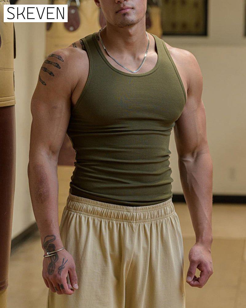 Men's solid color sleeveless vest