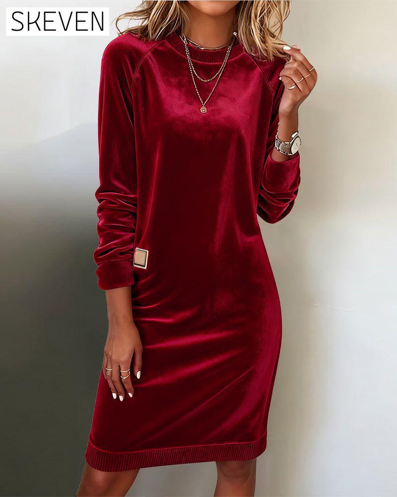 Robe tendance à col rond et manches longues