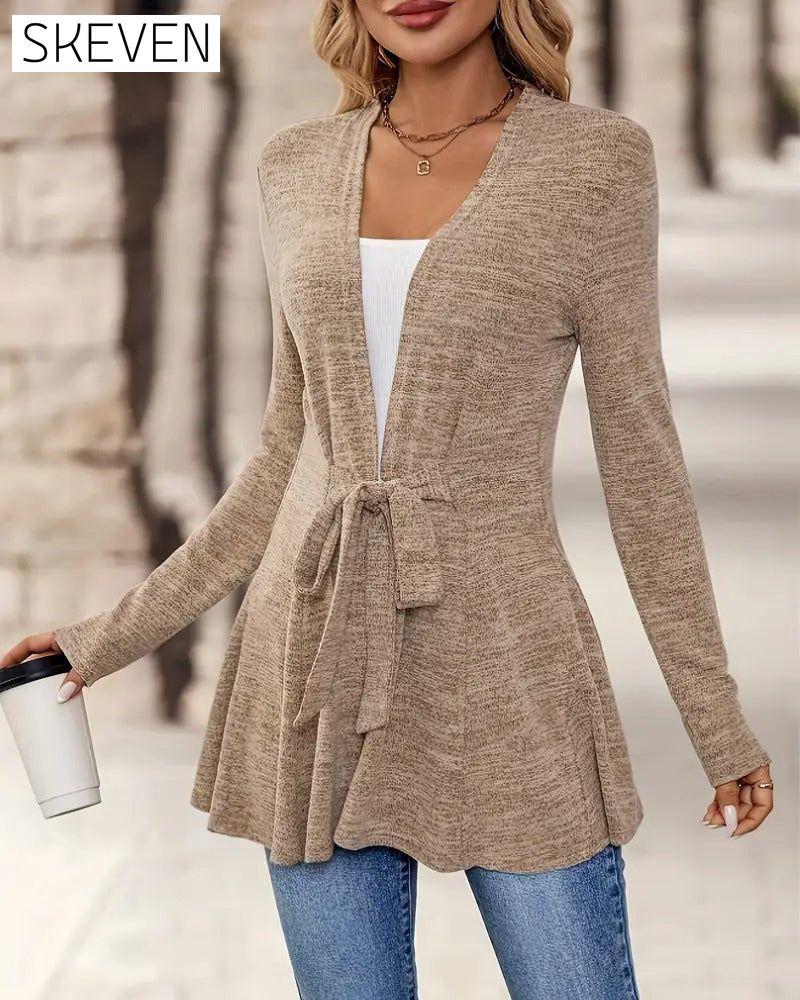 Lässiger, einfarbiger Cardigan mit langen Ärmeln