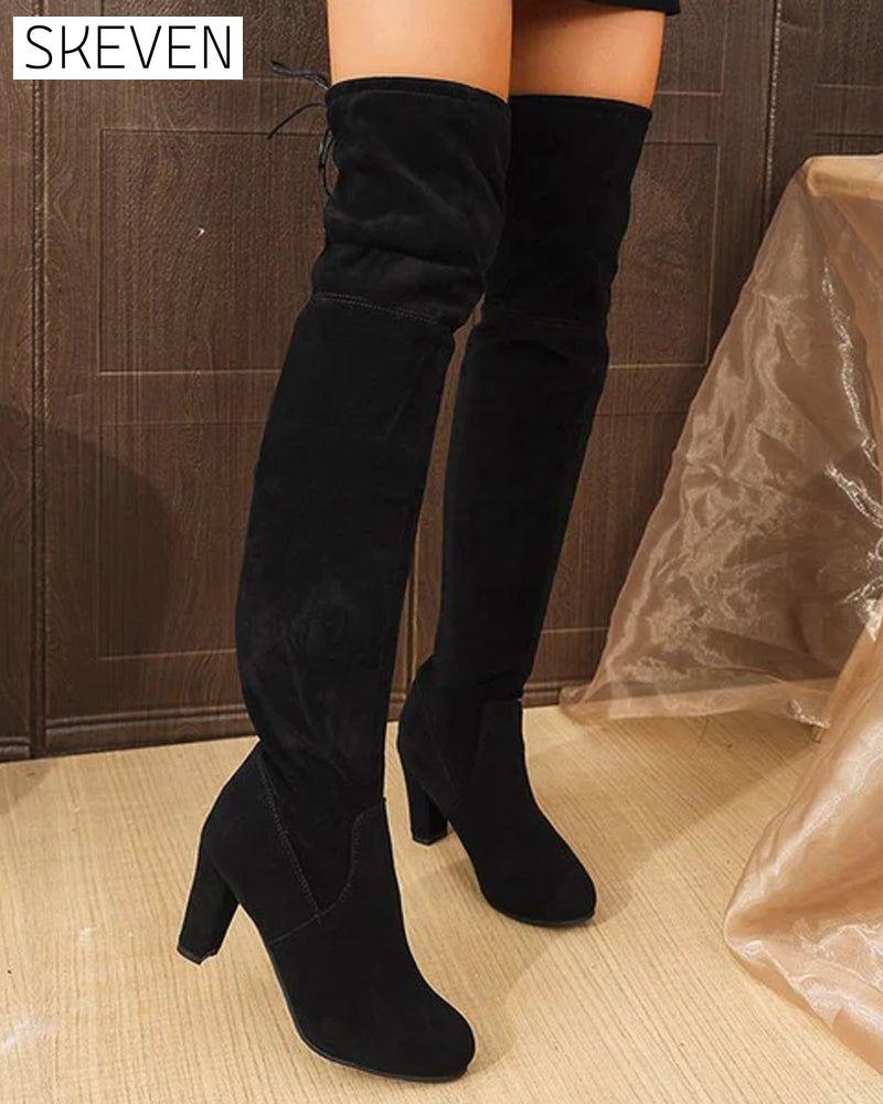 Bottes cuissardes élégantes en imitation daim 