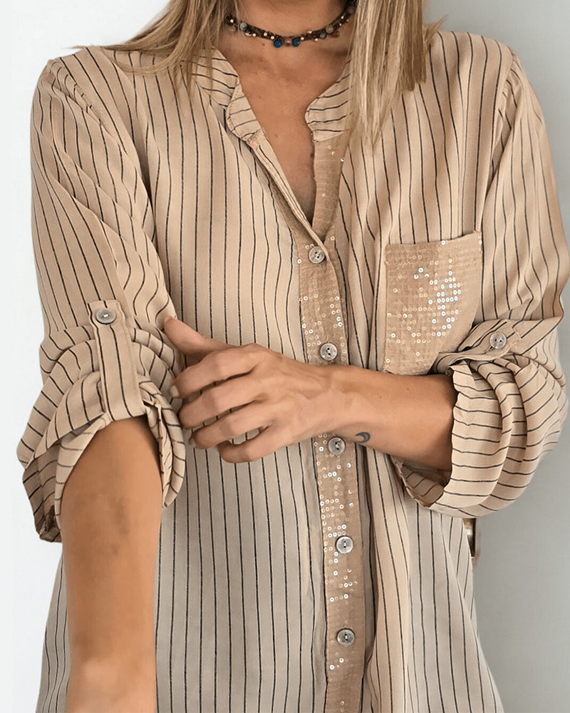 Fashion Sequin Stripe Shirt
