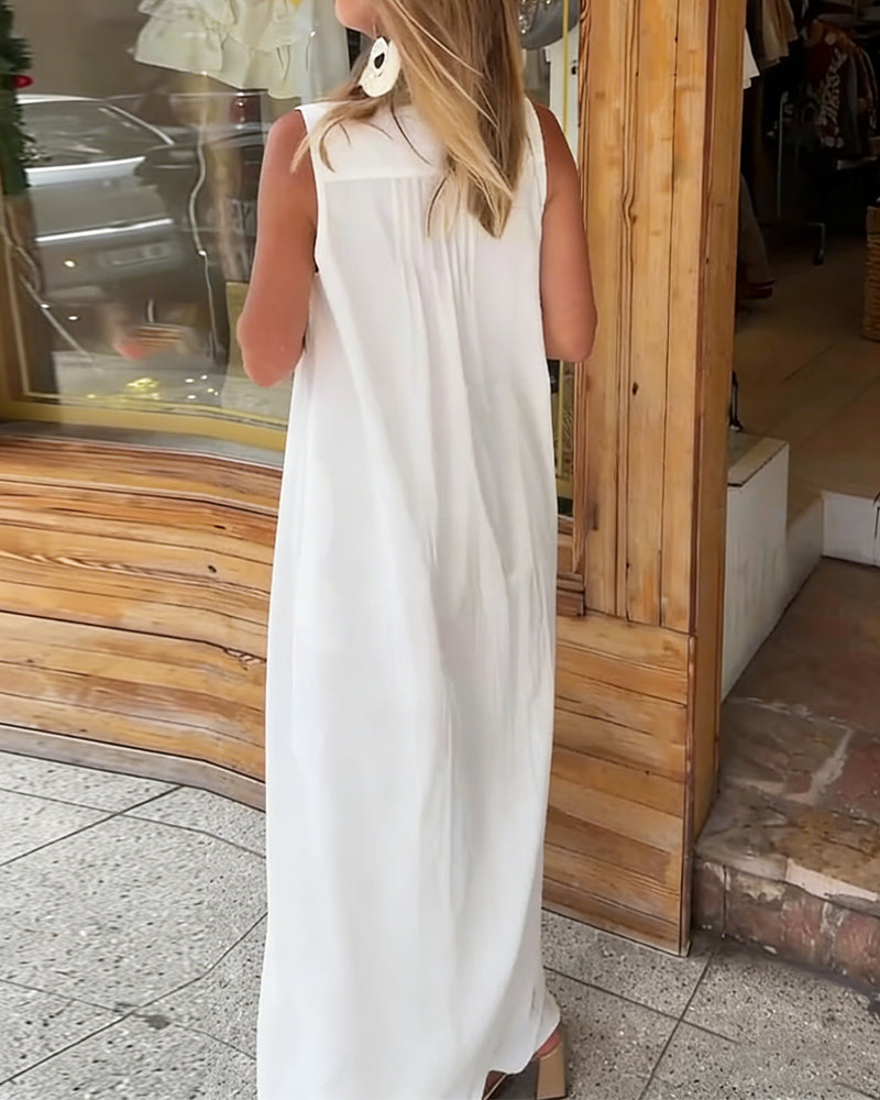 Sleeveless Hollow Lace Holiday Dress
