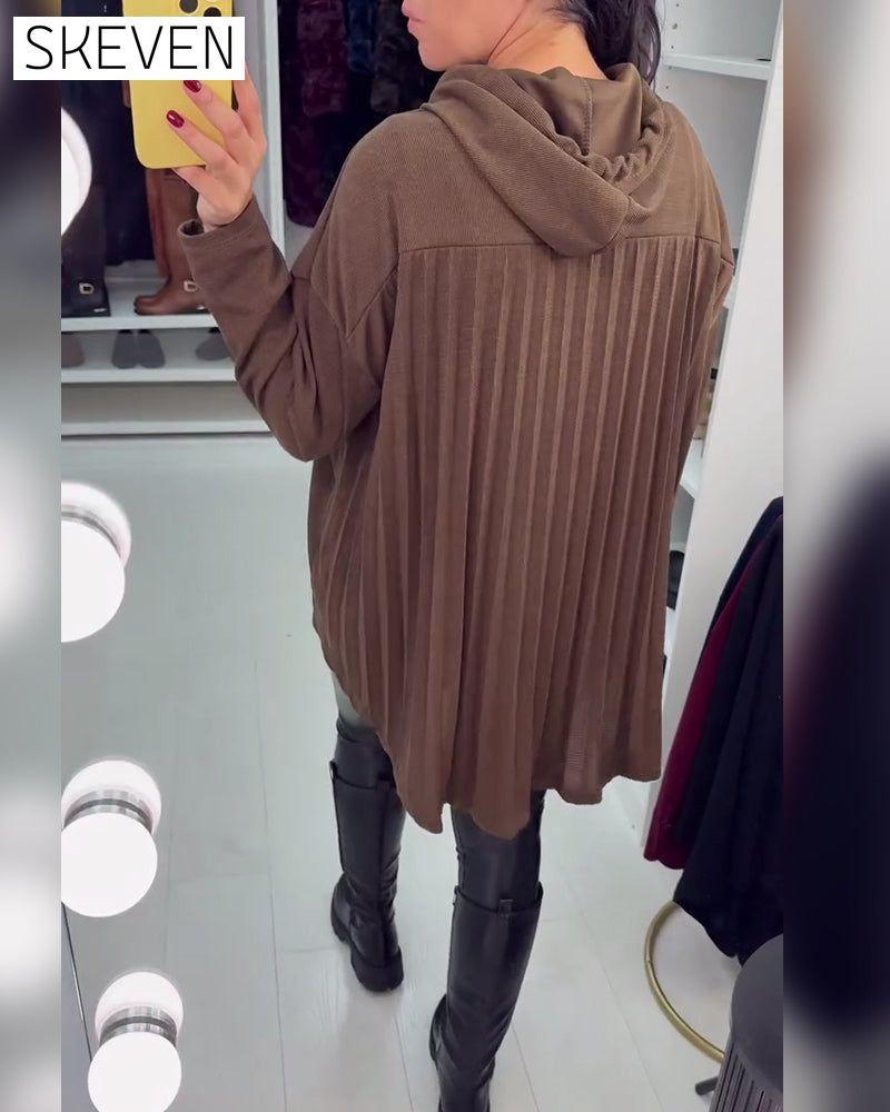 Sweat à capuche à manches longues, coupe asymétrique et ample, couleur unie