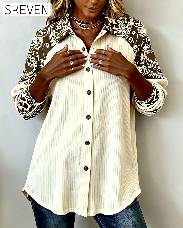 Casual Geometric Patchwork Shirt