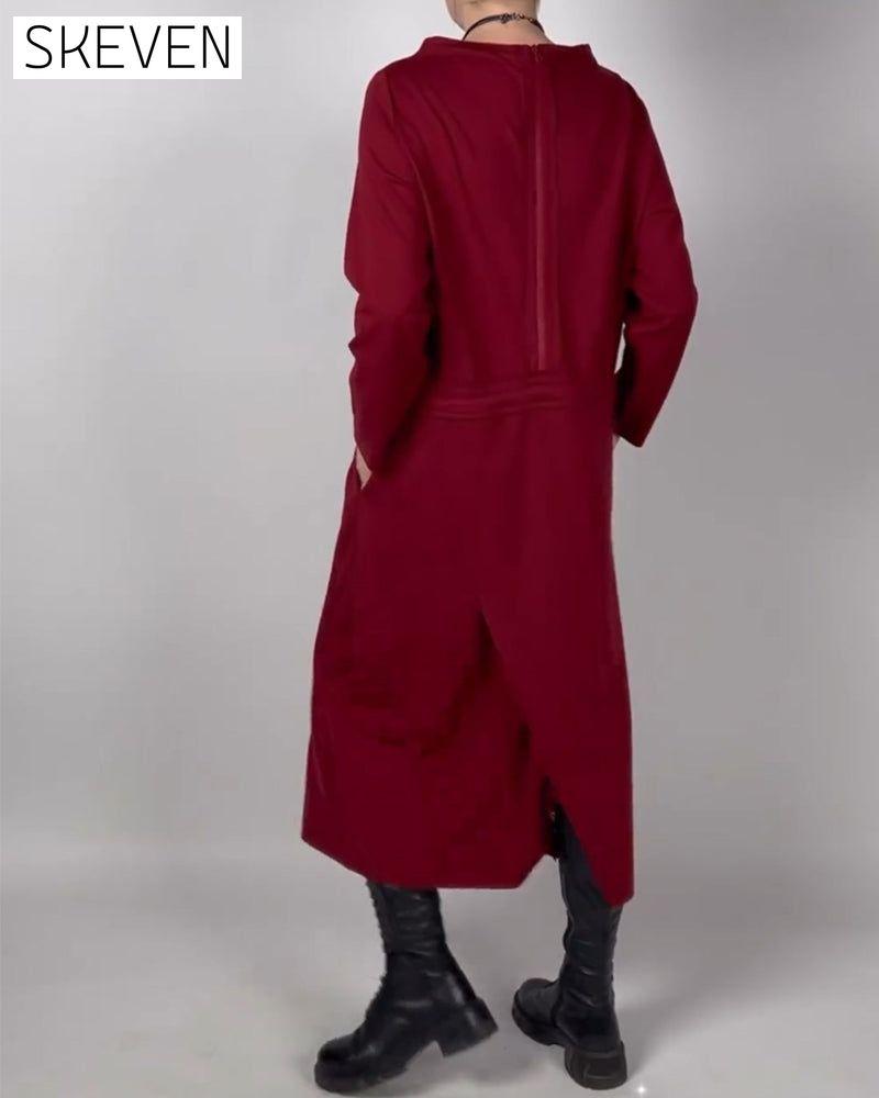 einfarbiges Taschenkleid