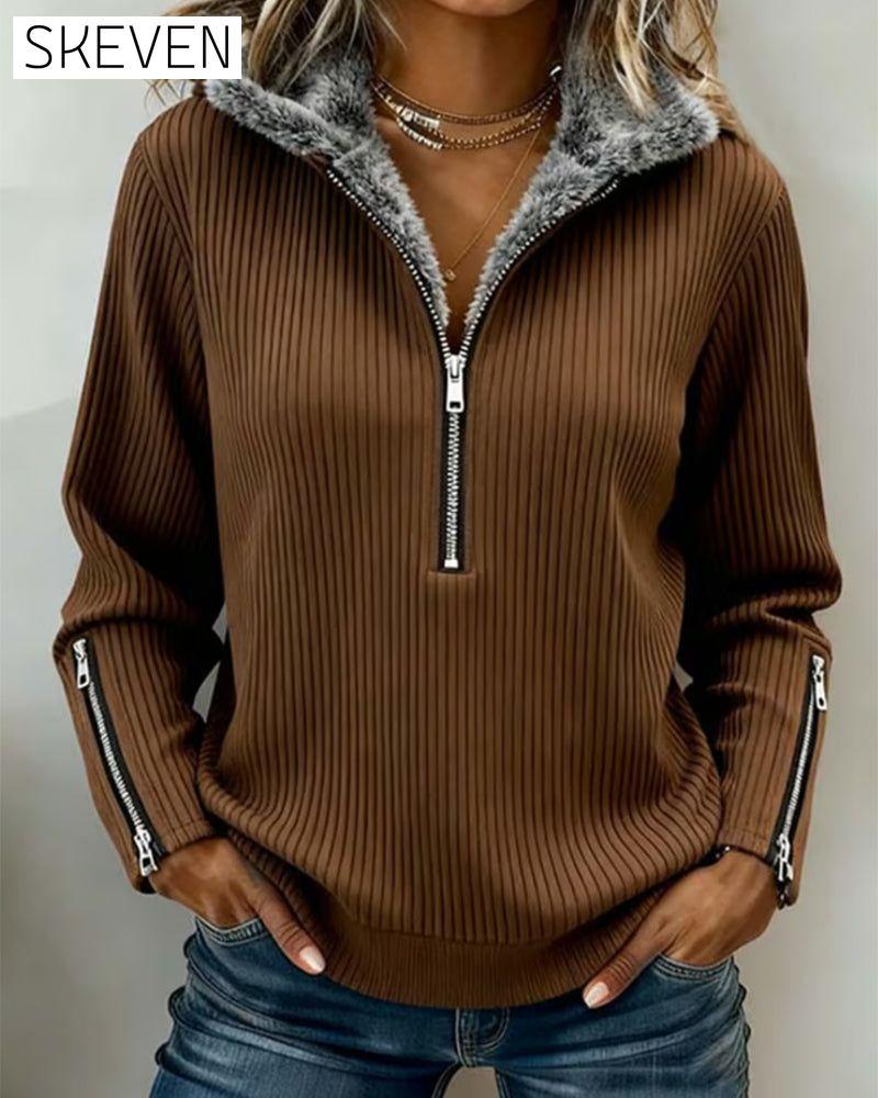 Half Zip Collar Casual Sweatshirt