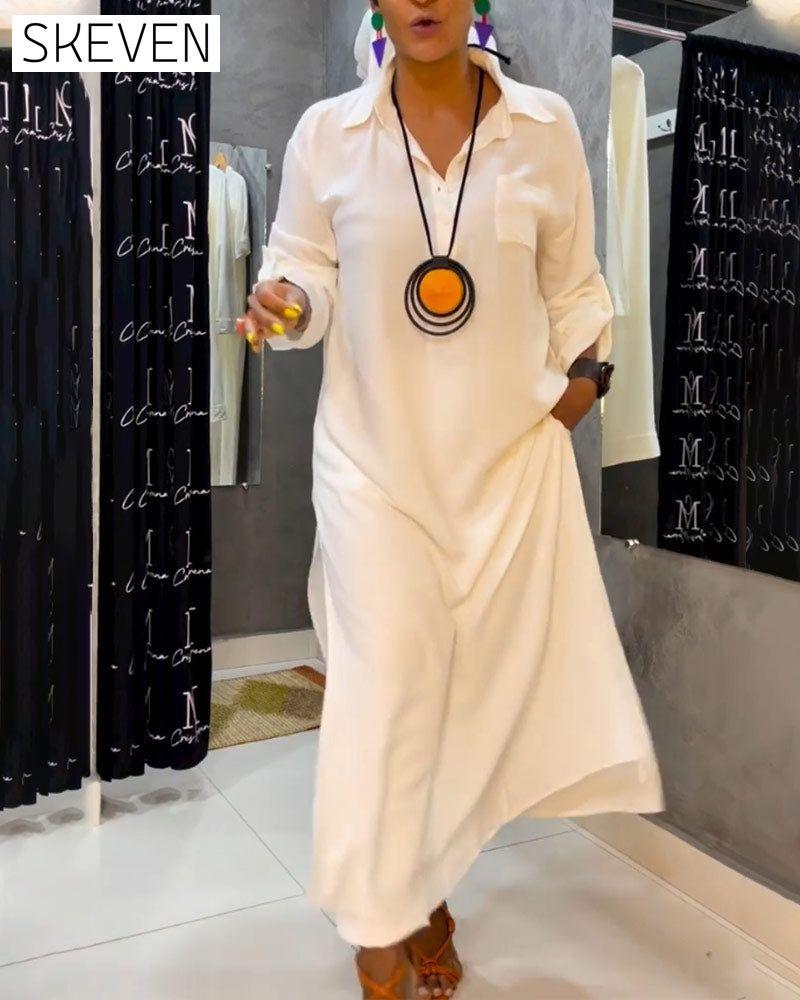 Kleid in Unifarbe mit Reverstasche