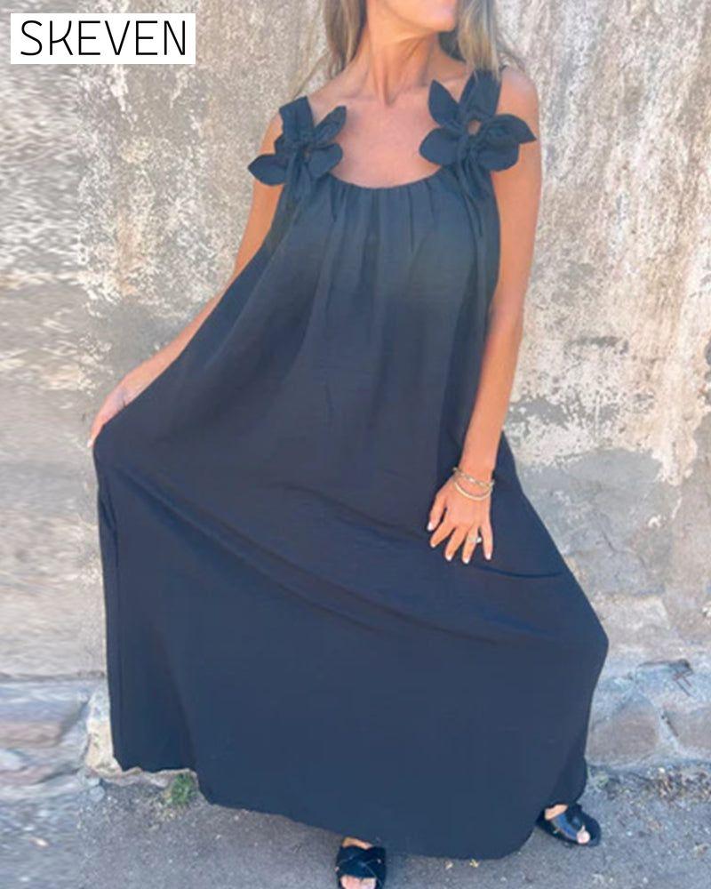 Ärmelloses, einfarbiges, modisches langes Kleid