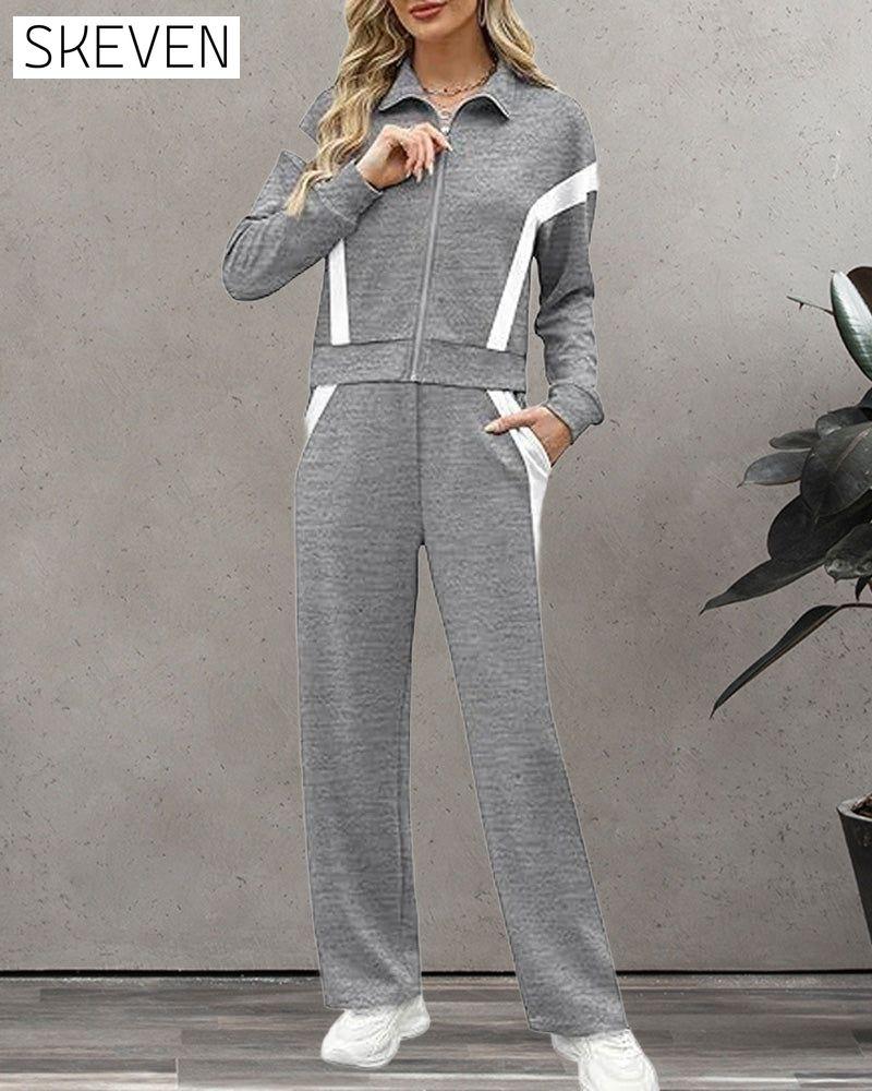 Ensemble deux pièces veste et pantalon style sport-décontracté