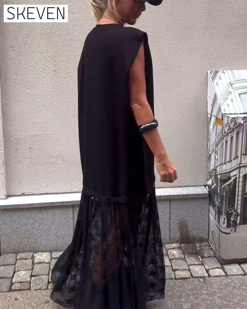 Sleeveless Mesh Patchwork Dress