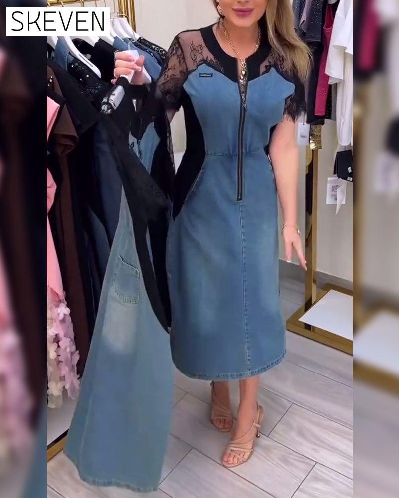 Kleid mit Spitzenärmeln – Modisches Design