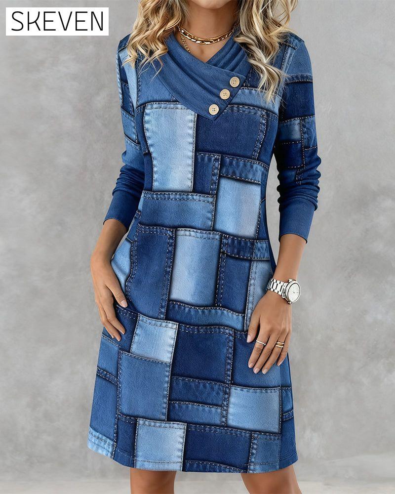 Robe imprimée tendance à col foulard