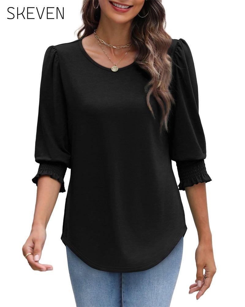 Puff Sleeve Printed Blouse