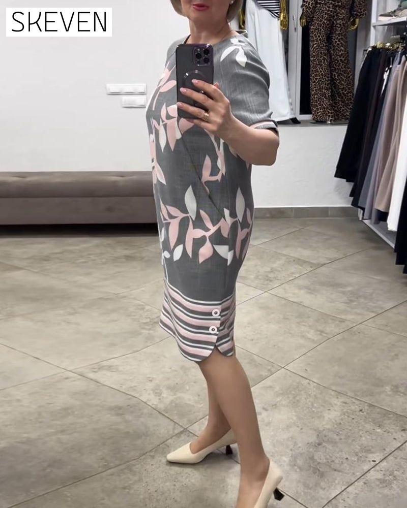 robe décontractée à rayures de feuilles