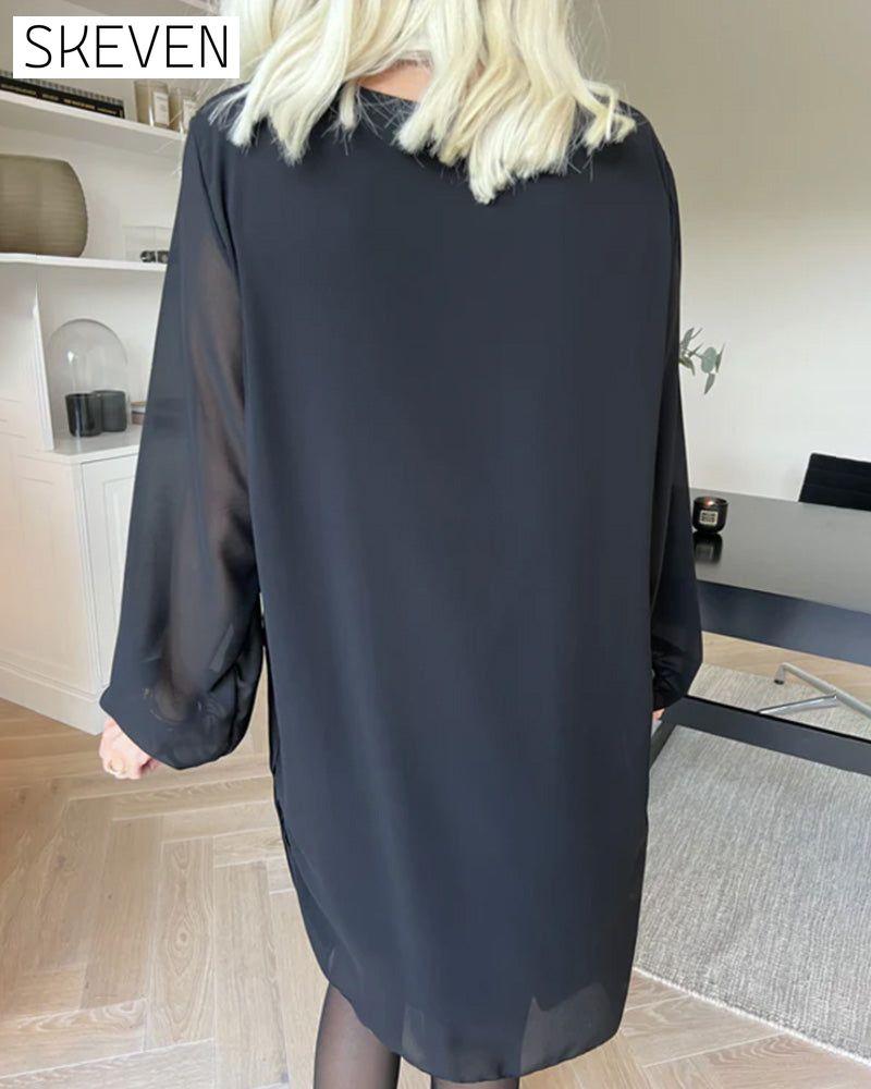 Robe plissée à col rond