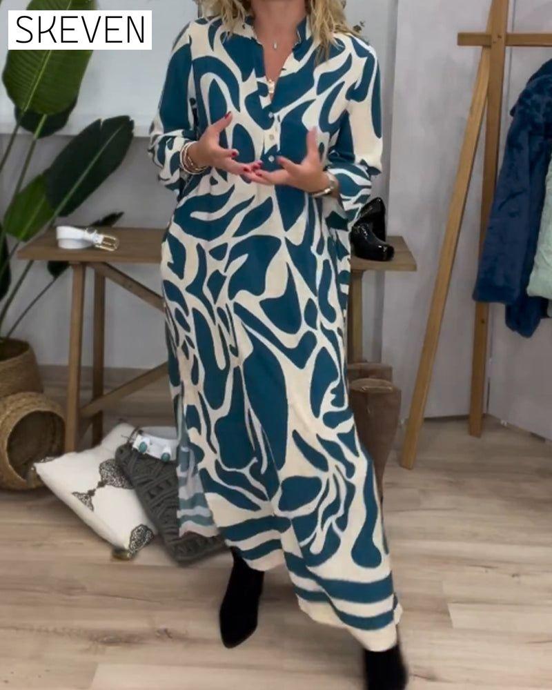 Lapel side slit printed dress 2023 f/w 23BF casual dresses Clothes Dresses spring