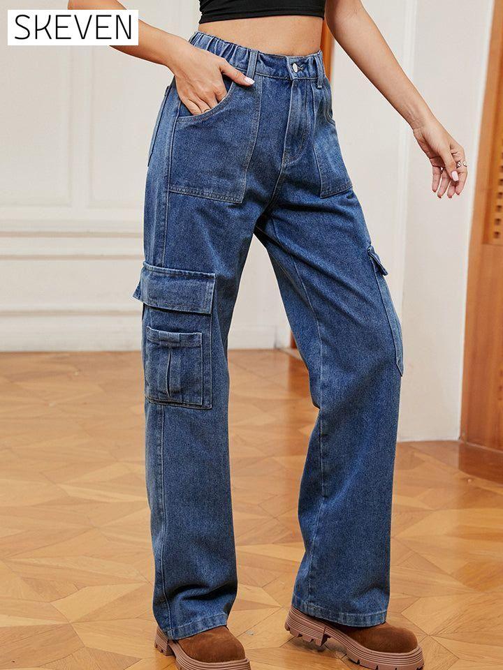 Pocketed Wide Leg Jeans Dusty Blue clothes M.F Ship From Overseas Shipping Delay 09/29/2023 - 10/02/2023 trend
