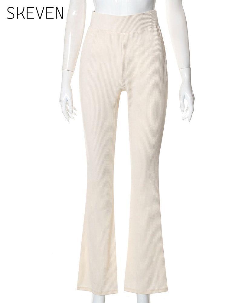 Einfarbige, ausgestellte Slim-Fit-Hose